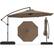 Front. Costway - Costway 10 FT Solar Offset Hanging Umbrella Patio Cantilever Umbrella with 32 LED Lights - Brown.