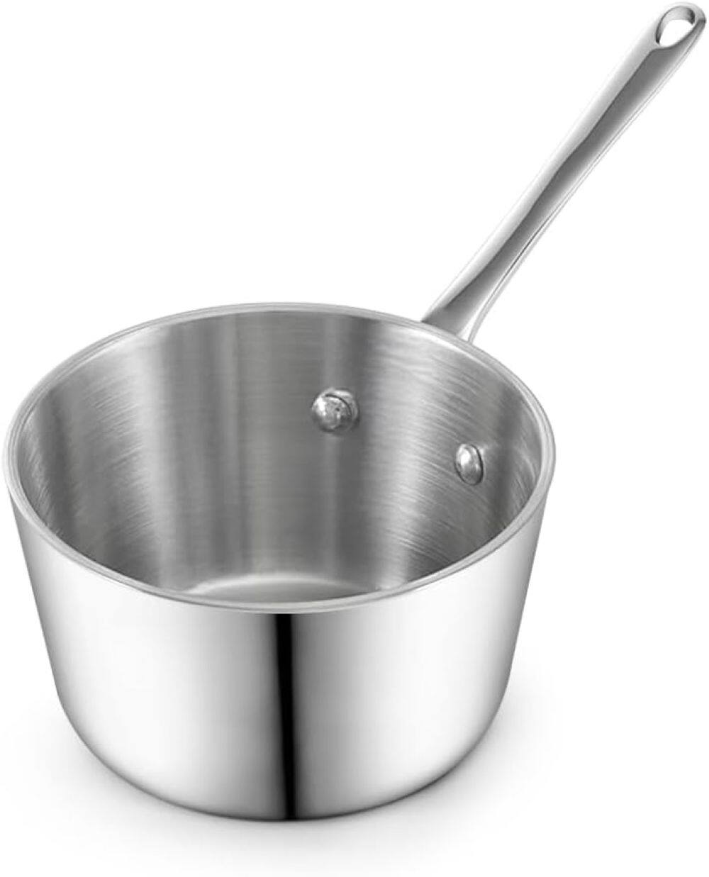 Front. D&M - Multi ply Clad 0.14 QT Stainless Steel Butter Warmer, Induction Compatible, Small Saucepan for Coffee, Butter, Milk - stainless steel.