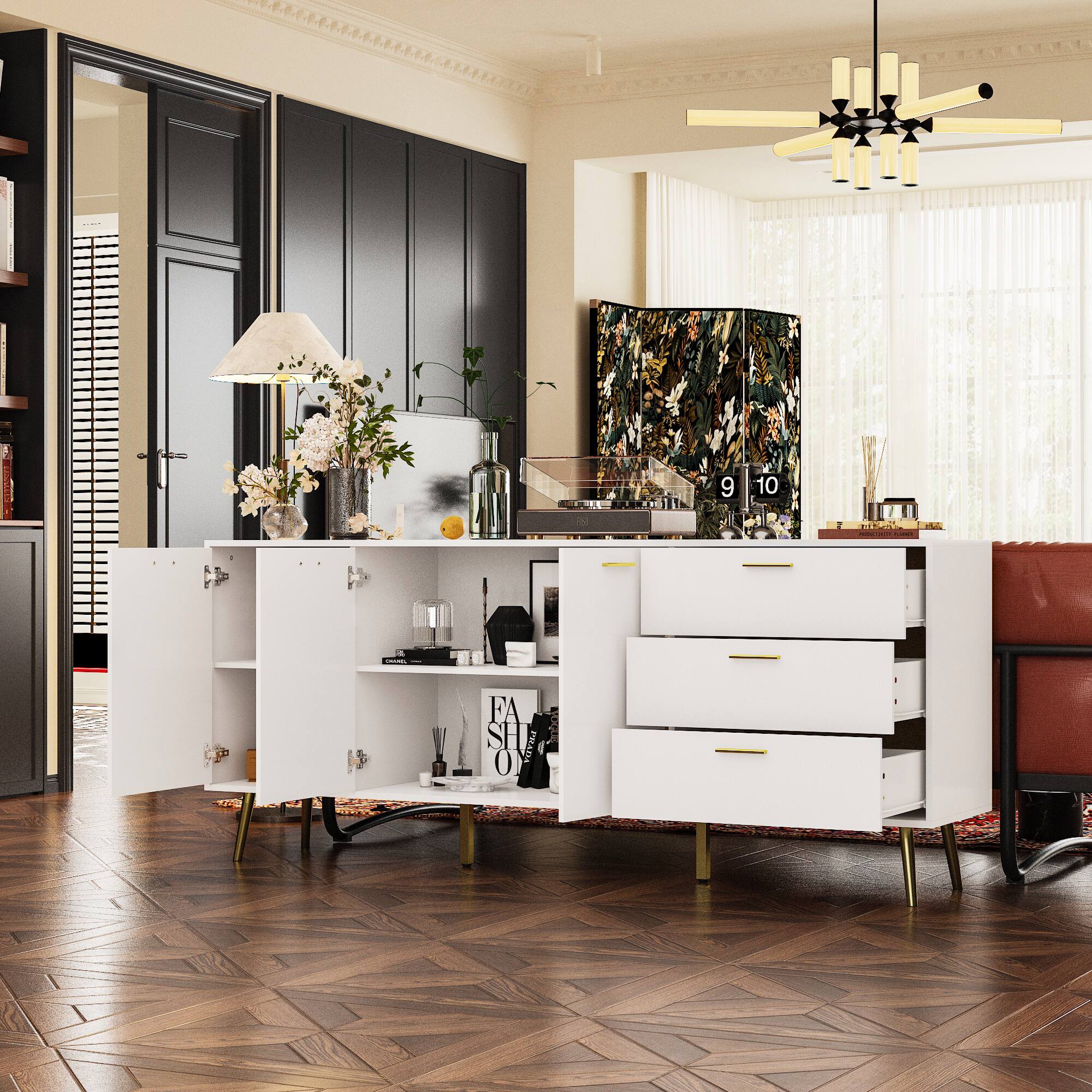 Alt View 2. Famapy - Famapy Combo Sideboard Silent Rails Drawers Metal LegsMulti - Scene All - round Storage Dresser - White.