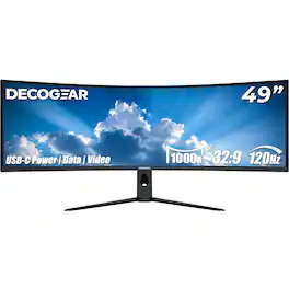 Deco Gear - 49" Curved Ultrawide Monitor 5120×1440 Dual QHD, 120 Hz, USB-C 98 W PD, Adaptive Sync