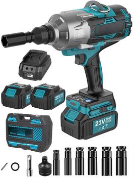 JETRANSPORT - Impact Wrench 3/4 Inch Brushless Power 1400ft-lbs(2000n.m) & 4500 Rpm High Torque 2x 4.0ah With Fast 6 - Default