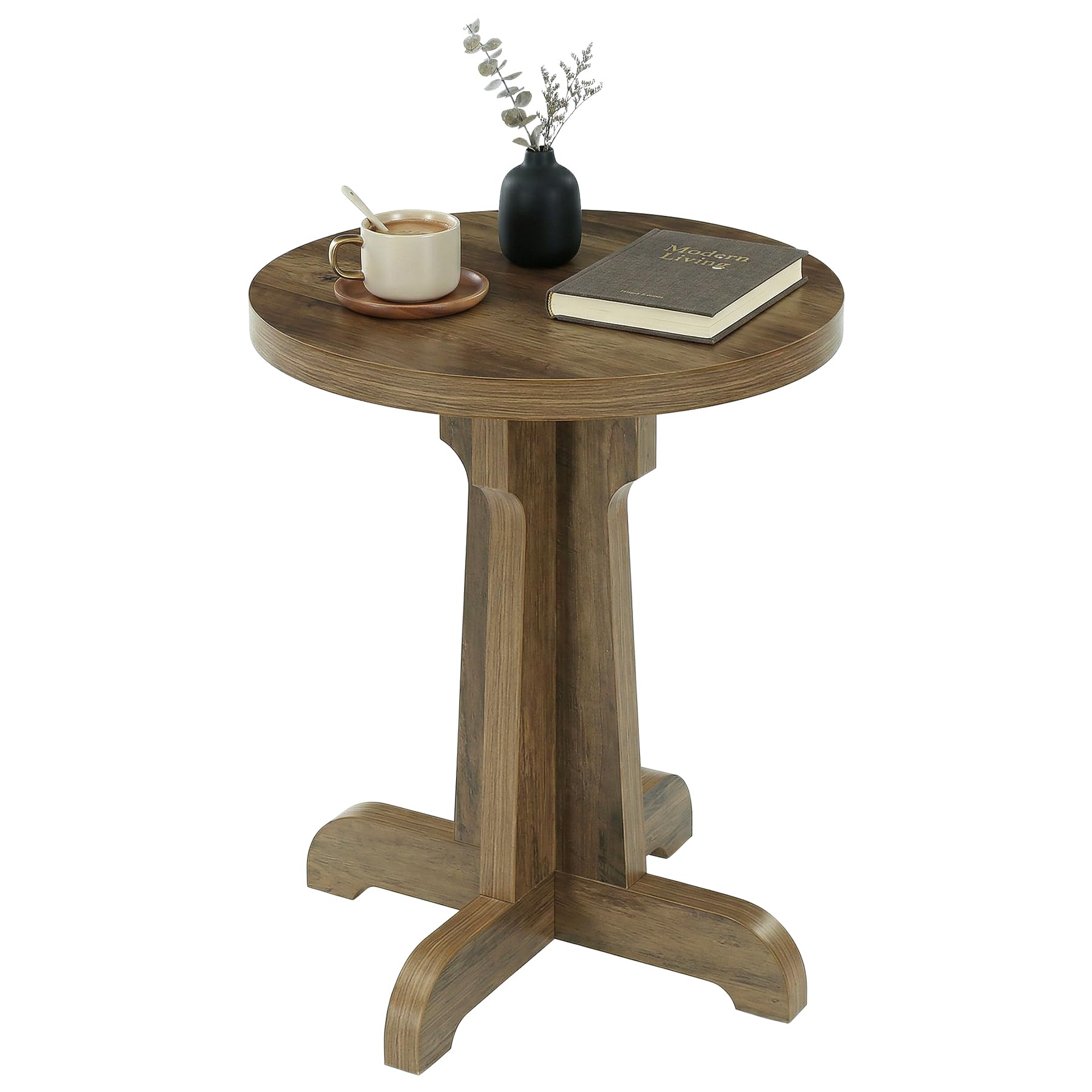 Alt View 6. Tribesigns - 23.6-Inch Round Dining Table with Pedestal Base and Spacious Tabletop for Kitchen or Dining Room - Brown.