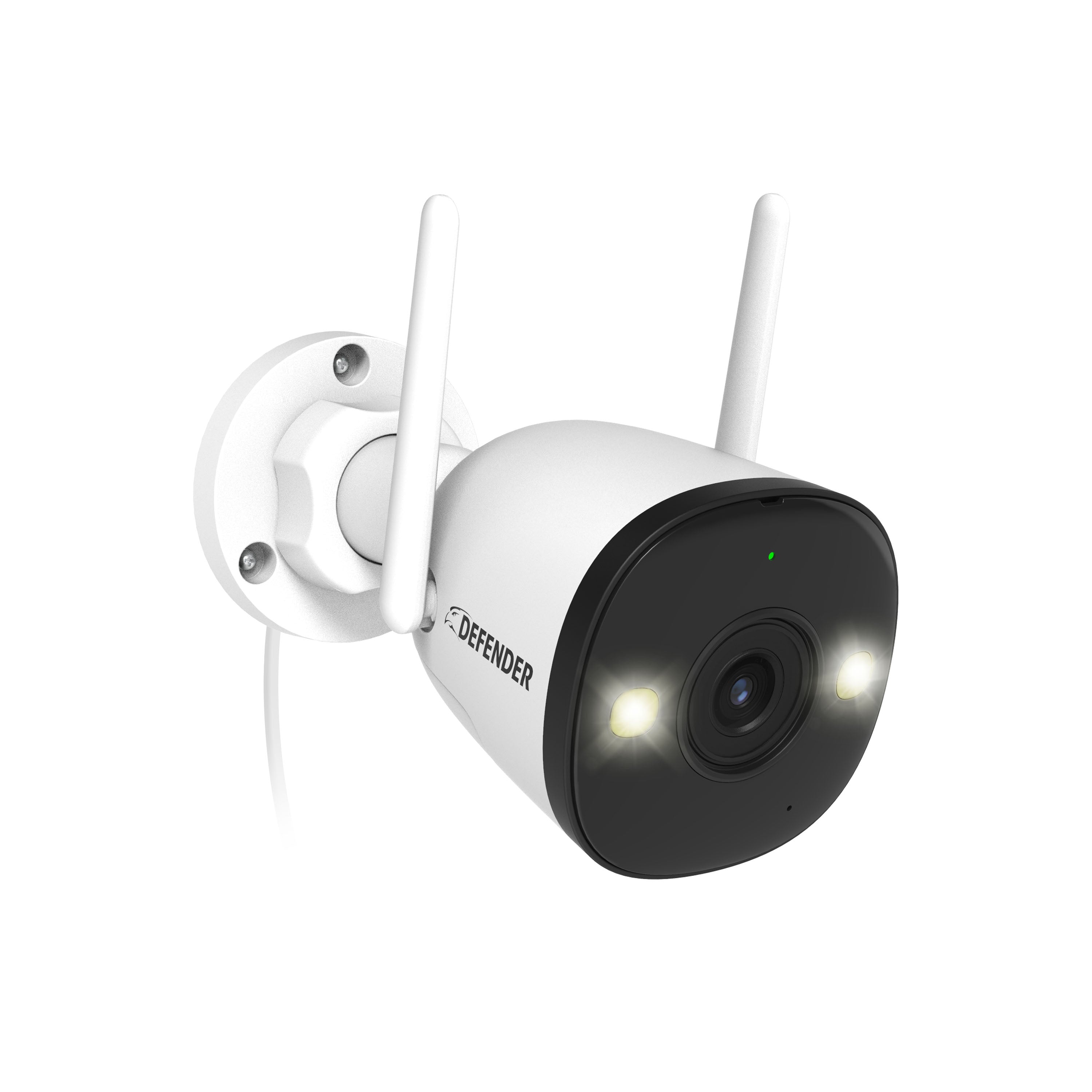 Front. Defender - Defender AI POWERED 4K Guard Pro Wi-Fi 6 Plug-in Power Security Camera - White.