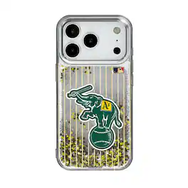 Keyscaper - MLB - Athletics 1988 Cooperstown Pinstripe iPhone Glitter Case - 13 - Multicolor