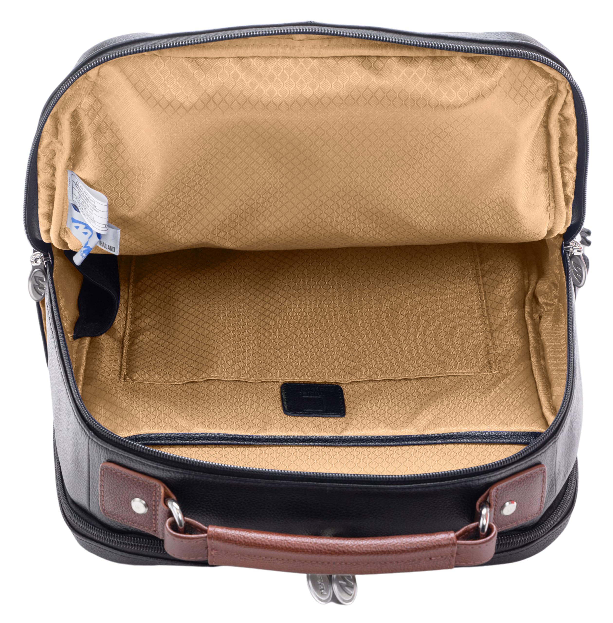 Alt View 5. McKleinUSA - 17-Inch Calfskin Leather Dual-Compartment Laptop Backpack, Padded Laptop/Tablet Pocket, Lockable Zipper, Air-Mesh Back - Black.