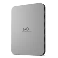 Front. LaCie - Mobile 2TB External USB-C 3.2 Portable Hard Drive with Rescue Data Recovery Services - Moon Silver.