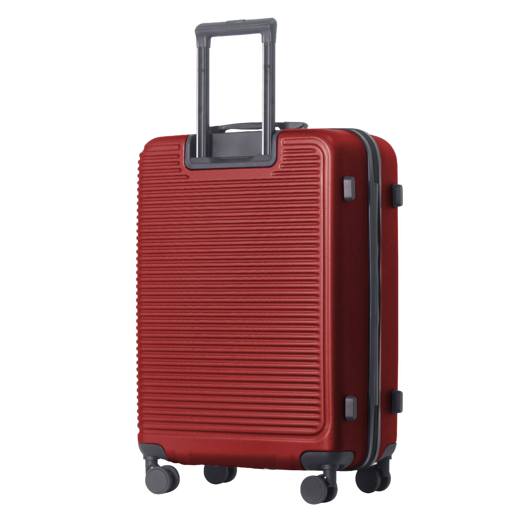 Alt View 10. Bestier - 3-Piece ABS Hardshell Luggage Set (20”/24”/28”) with Spinner Wheels, TSA Lock & Lightweight Design - Wine Red.