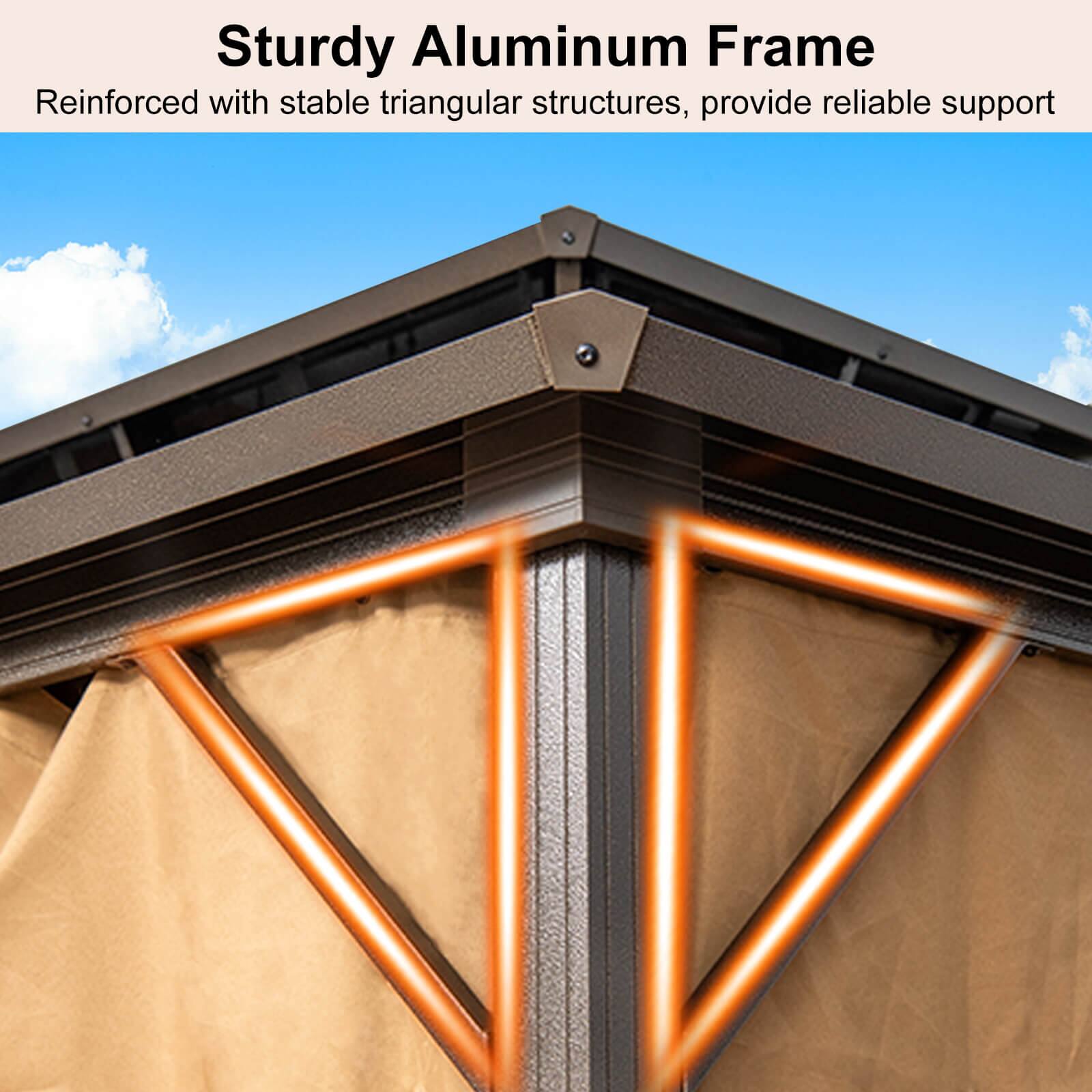 Sturdy Aluminum Frame  
Reinforced with stable triangular structures, providing reliable support