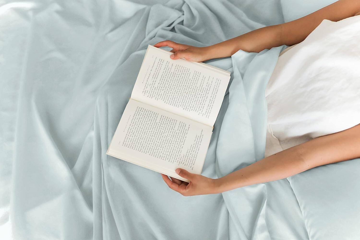 Alt View 1. CGK Linens - Luxury Soft 4 Piece Solid Bed Sheet Set - Deep Pocket Fits 8"-16" Mattresses - Twin - Ice Blue.