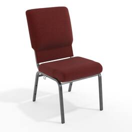 Emma + Oliver - Church Chairs 18.5 in. Wide - Maroon Fabric/Silver Vein Frame