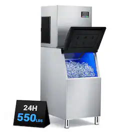 Mirfee - Commercial Ice Machine, Output,350 Lbs Storage Industrial Ice Maker - 500LBS/24H