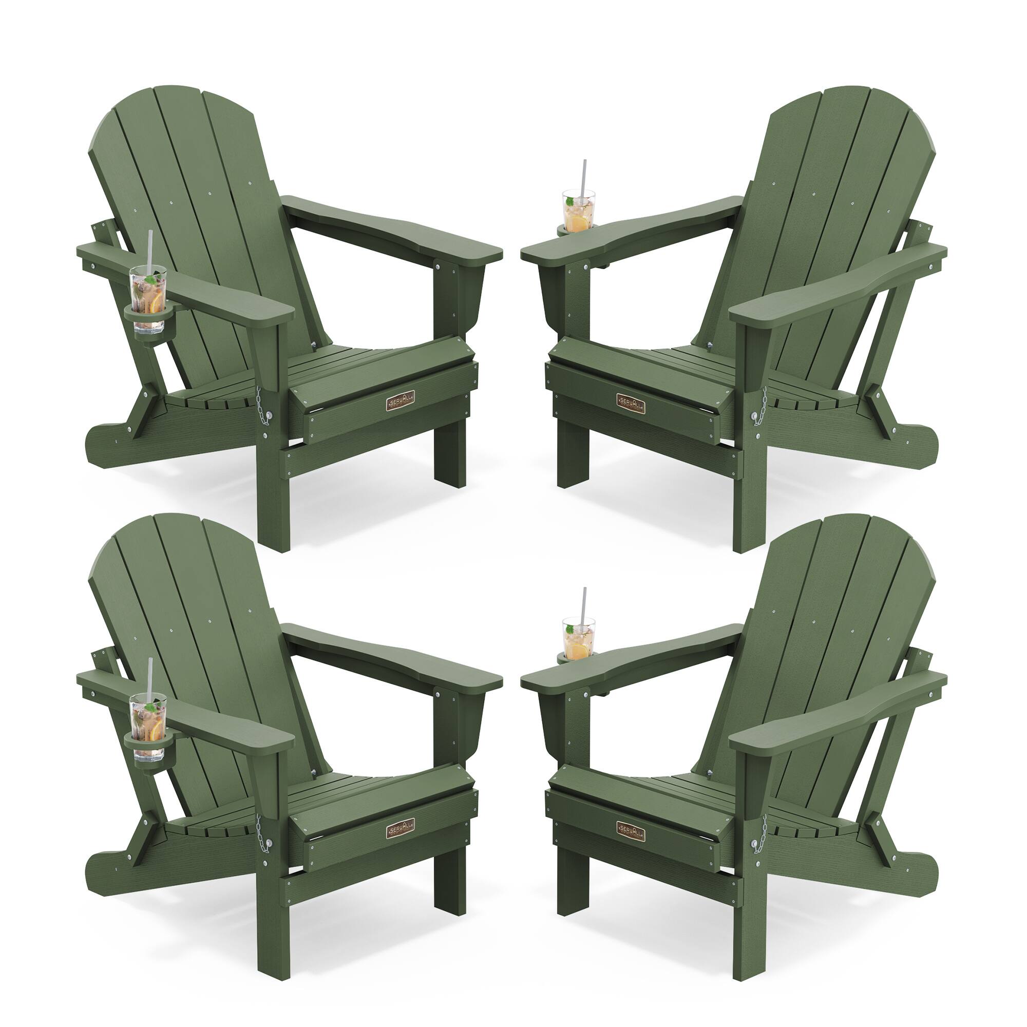 SERWALL Adirondack Chair Set of 4, All Weather HIPS Patio Chairs with ...