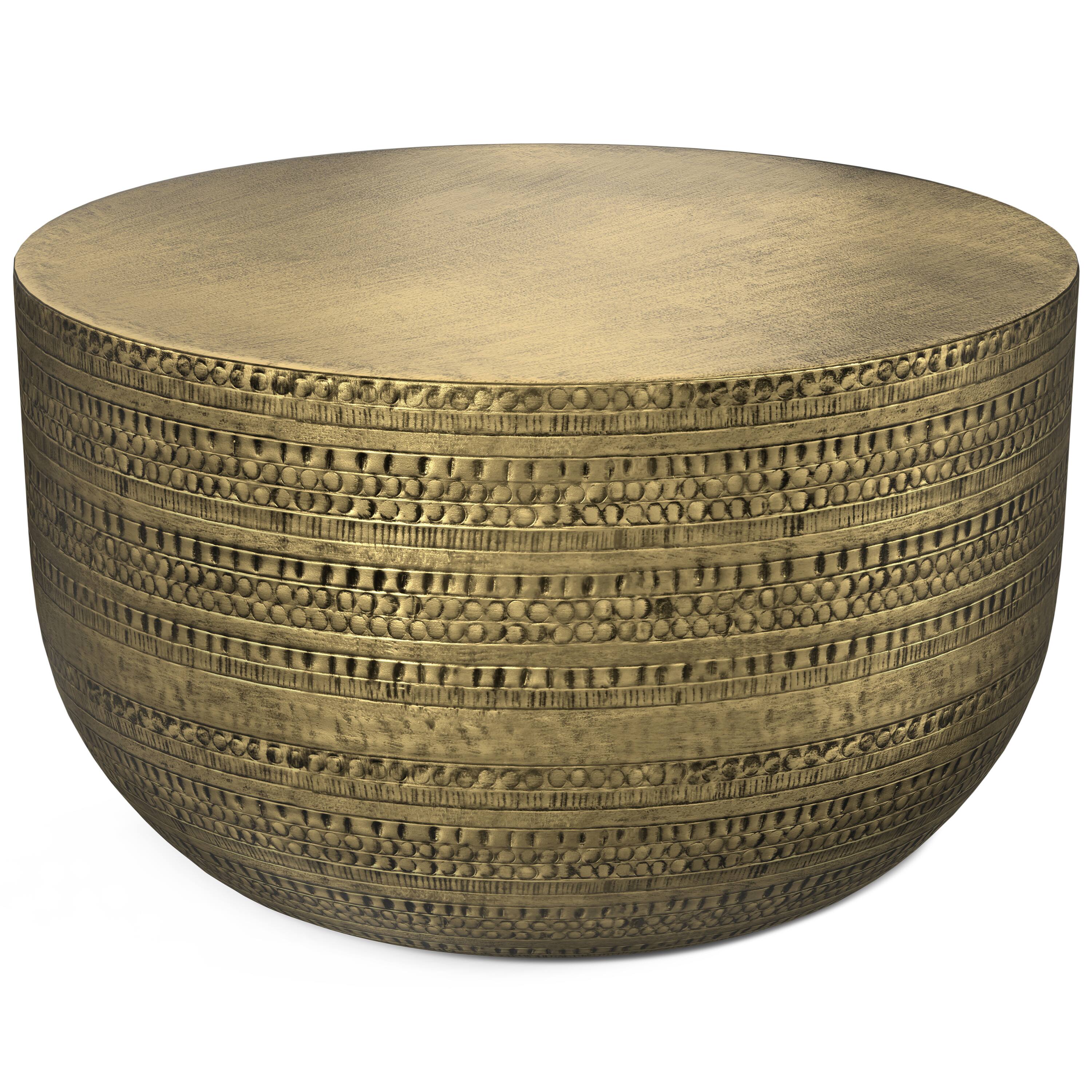 Front. Simpli Home - Johnsen Metal Coffee Table - Antique Gold.