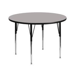 Emma + Oliver - 42" Round HP Laminate Adjustable Activity Table - Gray