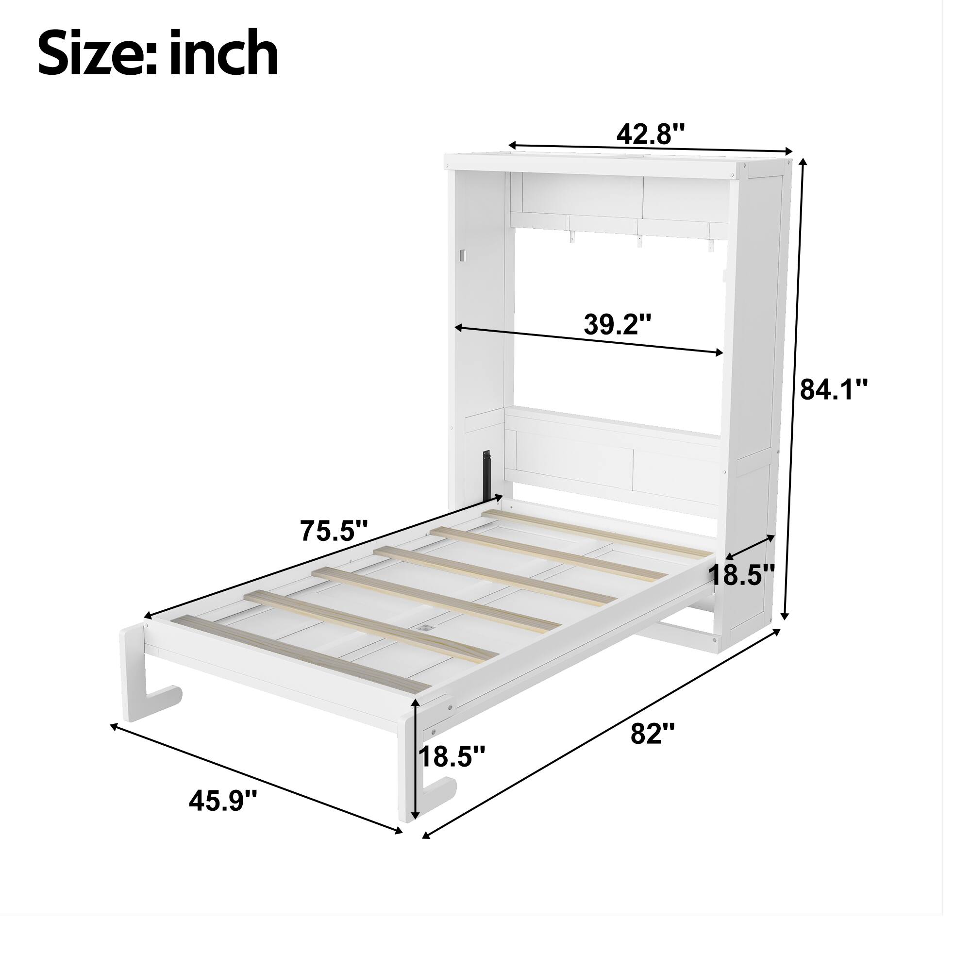 Size: inch  
42.8" 39.2" 84.1" 75.5" 18.5" 45.9" 18.5" 82"