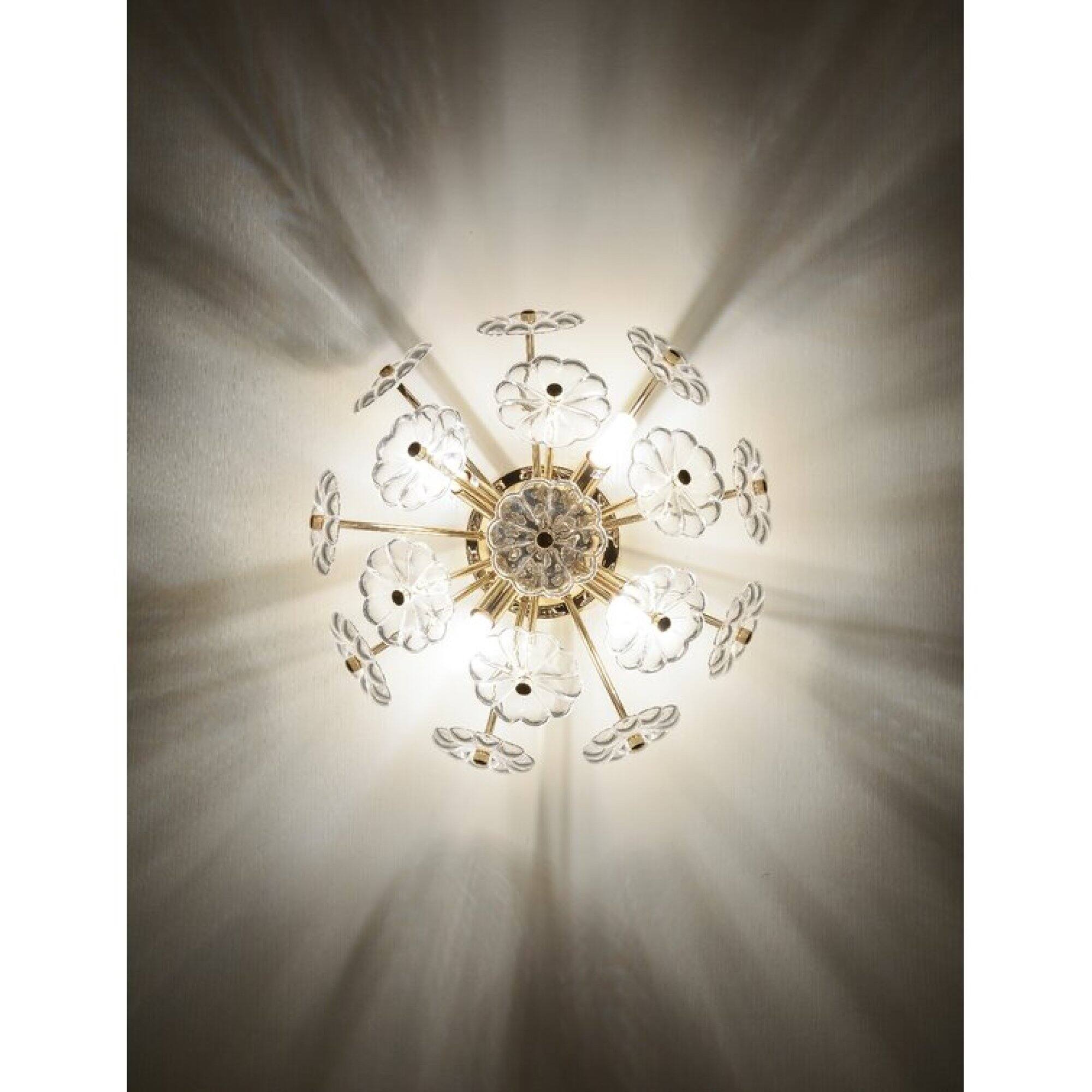 Alt View 2. ELEMENT ACE - Modern Flush Mount Ceiling Light with Glass Petal Design for Bedroom Living Room Hallway Kitchen - Golden.