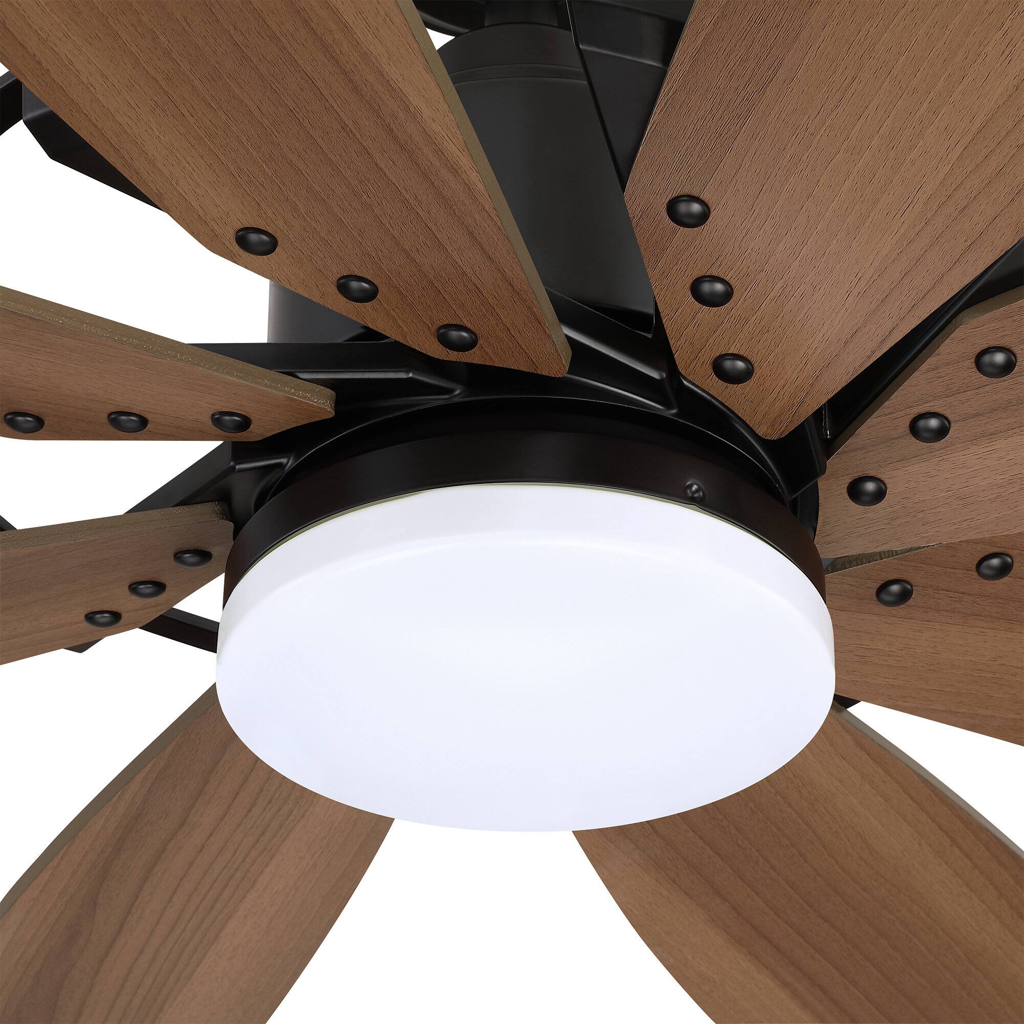 Alt View 3. Parrot Uncle - 60 in. Black Integrated LED DC Motor Ceiling Fan Light and Remote - Black.
