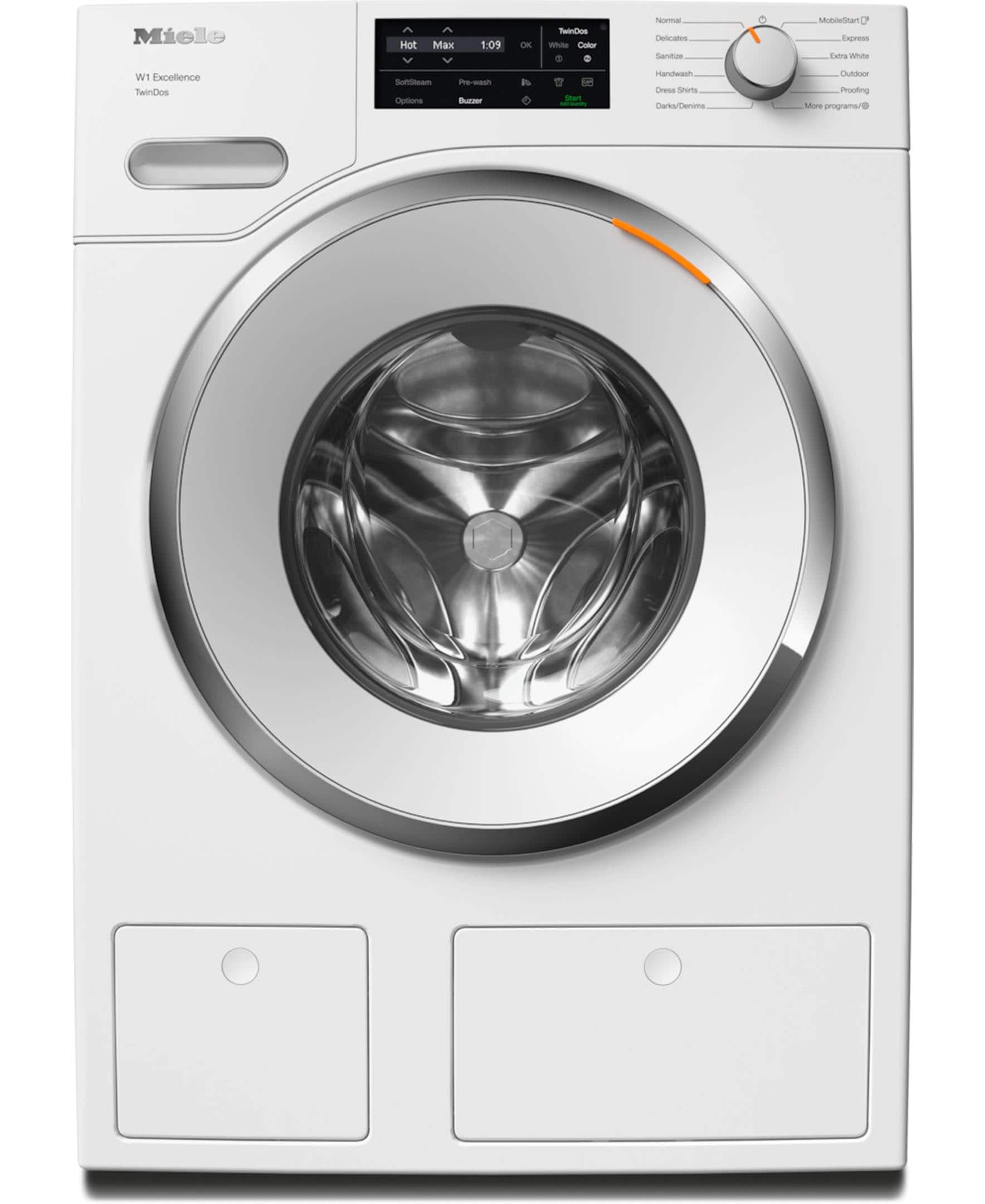 Miele Hot Max 1:09 OR TwinDos Washing Machine Color Nora Deocatus Sanitioe Mobile Titan Express Catra White W1 Excellence TwinDos Self-Cleaning Options Plus Buzzer i sean Fandwash Dry/Denim uSoor moofing Mane programa/