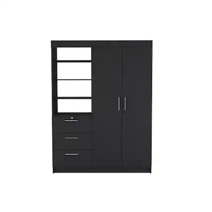 Front. TuHome - Kenya Armoire Black MDF - Black.