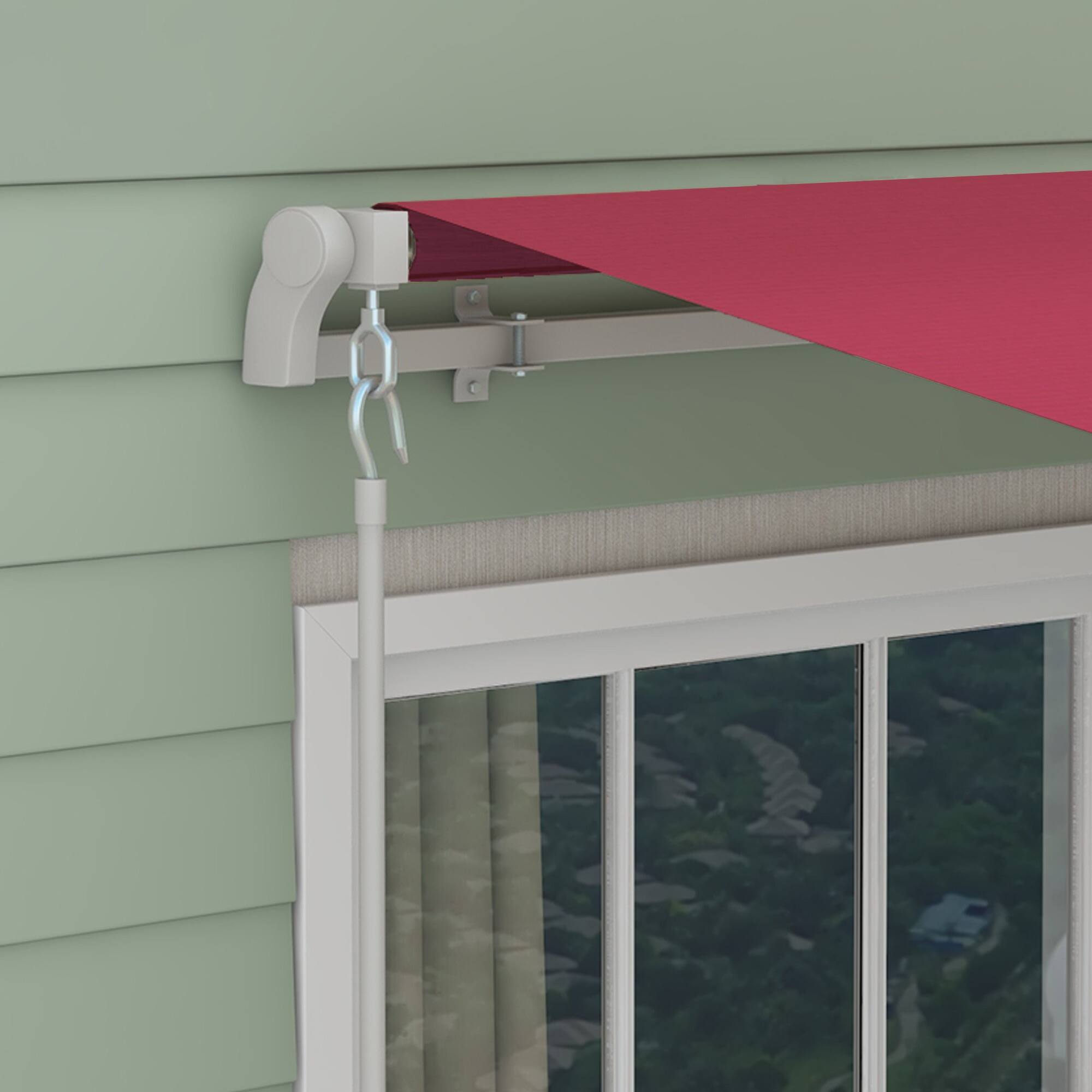 Alt View 8. Outsunny - 10' x 8' Retractable Awning, Patio Awnings, Sunshade Shelter w/ Manual Crank Handle, UV & Water-Resistant Fabric - Red.