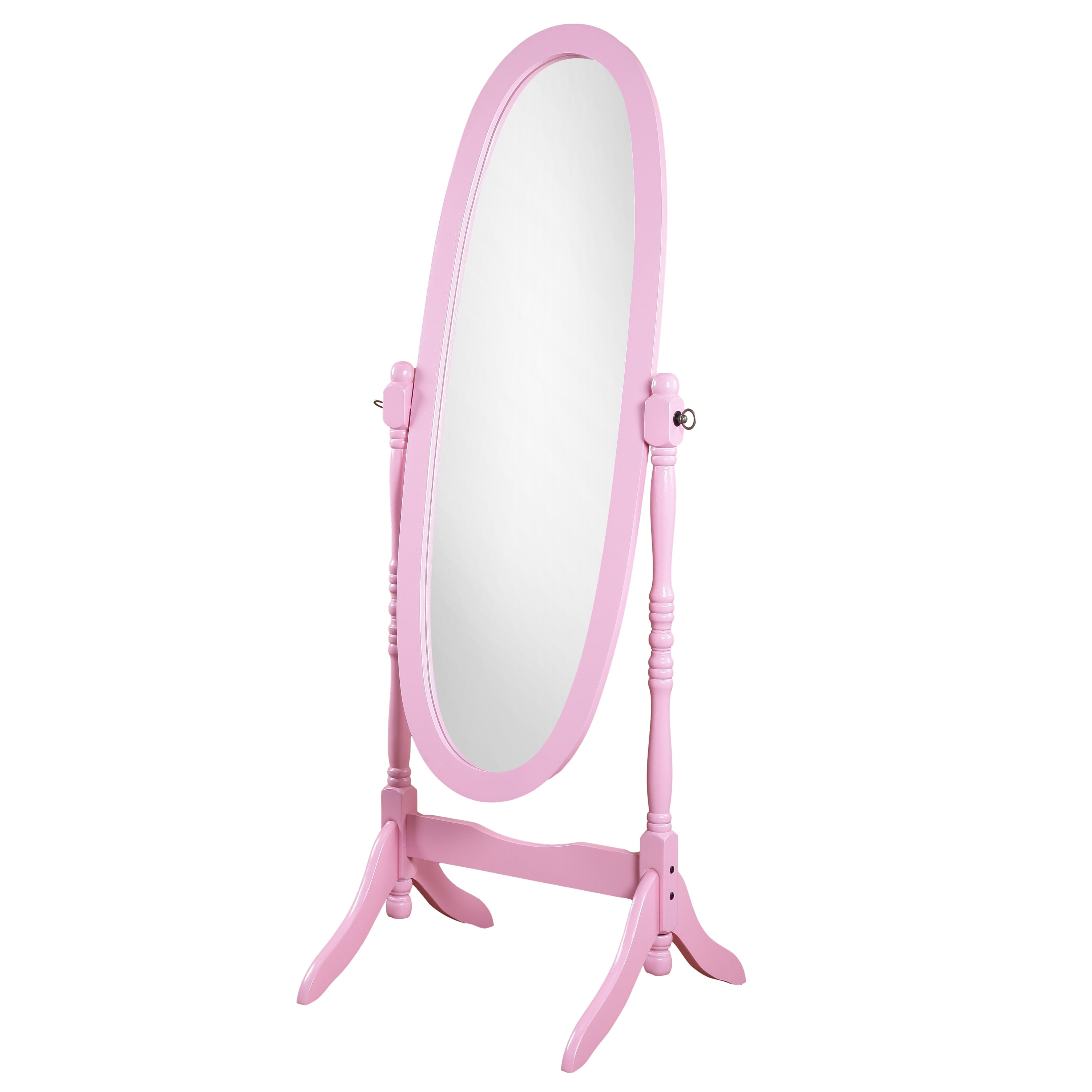 Alt View 1. BreeBe - Traditional Queen Anna Style Wood Floor Cheval Mirror, Pink Finish - Pink.