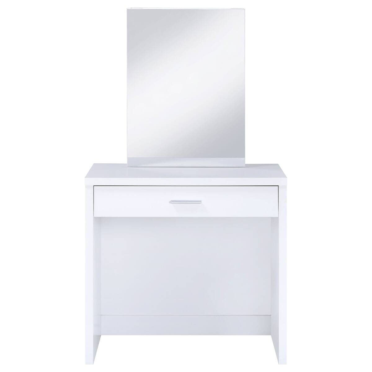 Back. Loheer - Loheer White Makeup Vanity Set with Mirror and Stool - White.
