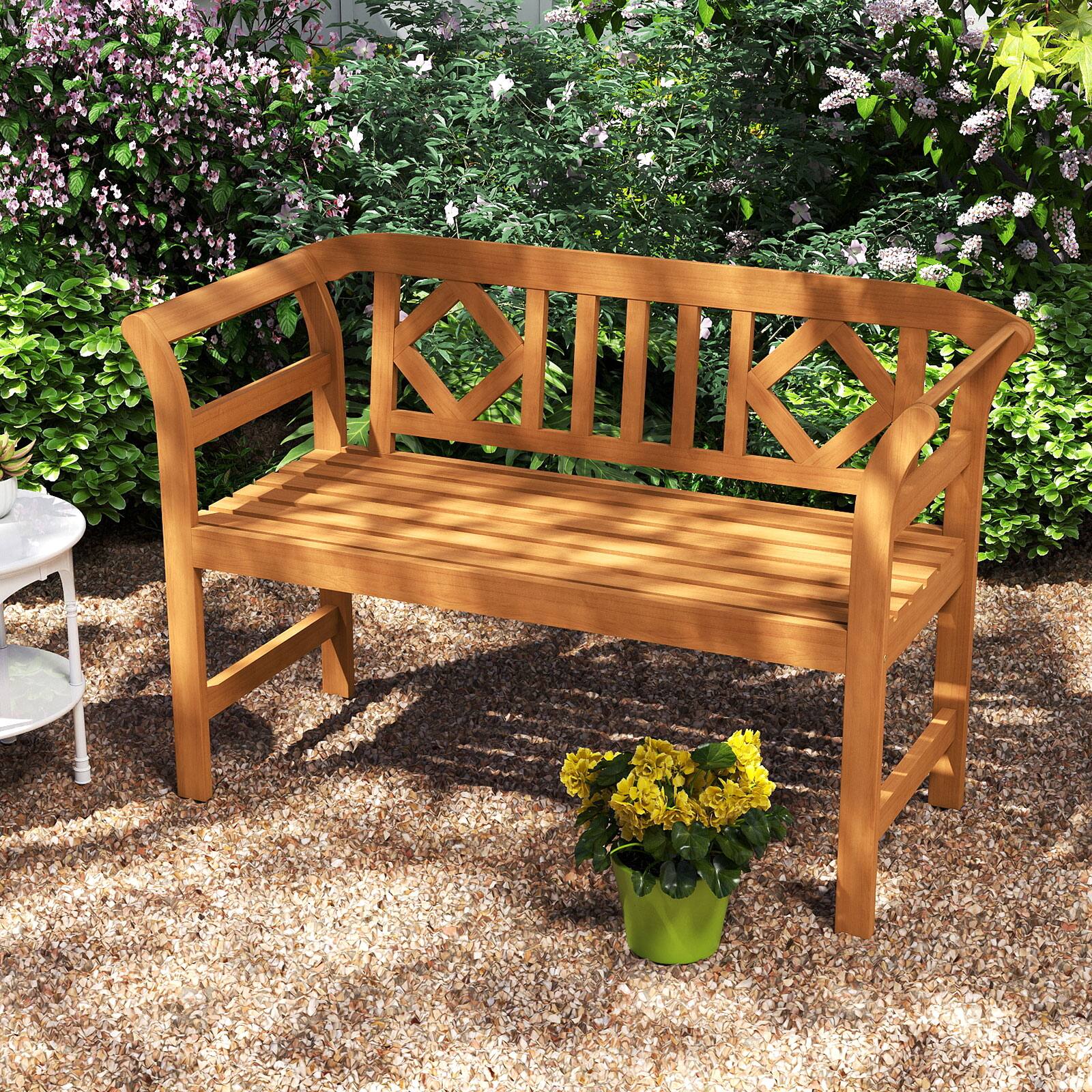 Alt View 3. Gymax - Gymax 47'' Outdoor Loveseat Bench w/Curved Armrests for Backyard Front Porch Deck - Yellow.