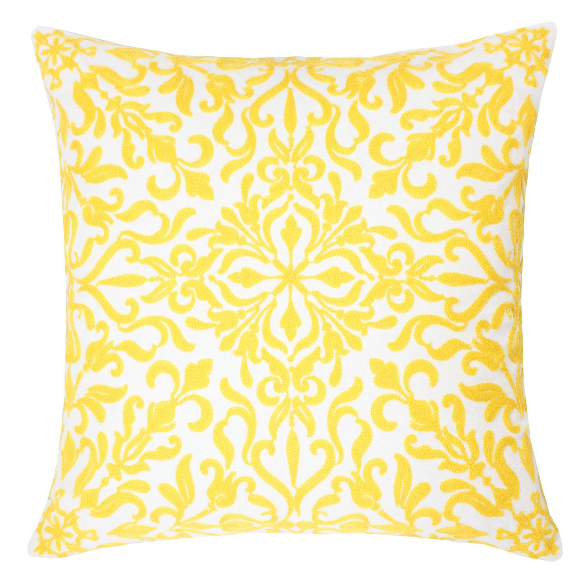 Angle. LuXeo - 2-Pack Square Cotton Pillow Cover & Insert, Size: 18" x 18" - SUNSHINE.