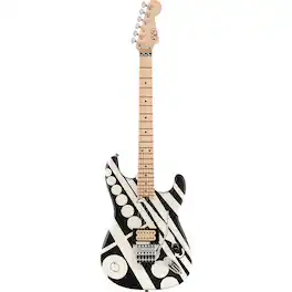 EVH - Striped Series Circles Electric Guitar, White and Black