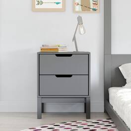 Emma + Oliver - Samuel Kids Double-Drawer Night Stand with Solid Wood Frame, Side Table for Kids Bedroom - Gray