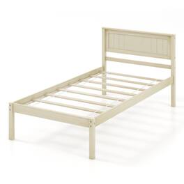 SlickBlue - Wood Platform Bed with Headboard and Sturdy Slat Support for Mattress - Natural