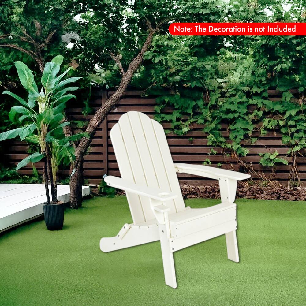 Angle. Hivvago - Folding All-Weather Patio Chair with Integrated Cup Holder - White.