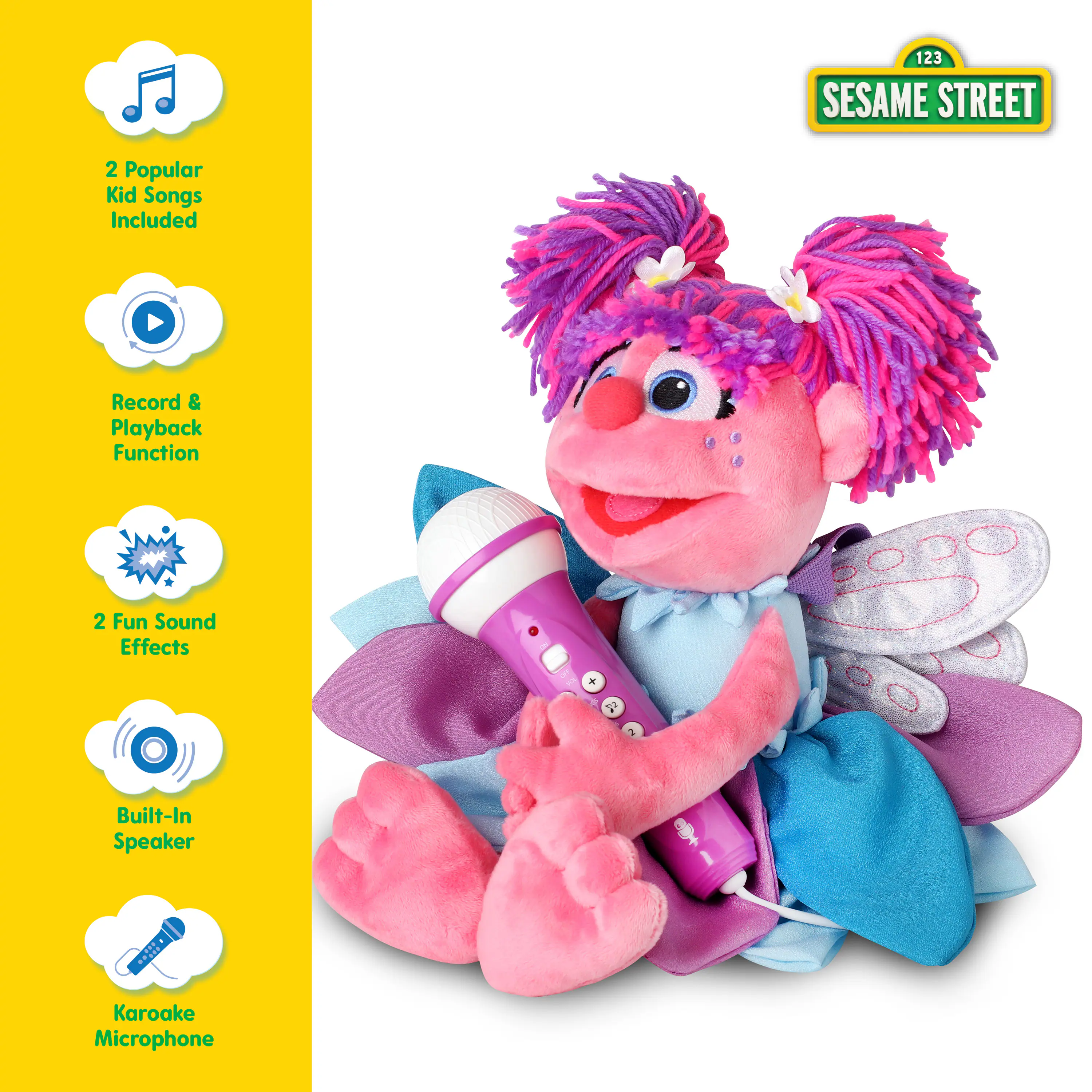 123 Sesame Street 2 Popular Kid Songs Included Record & Playback Function 2 Fun Sound Effects + Microphone