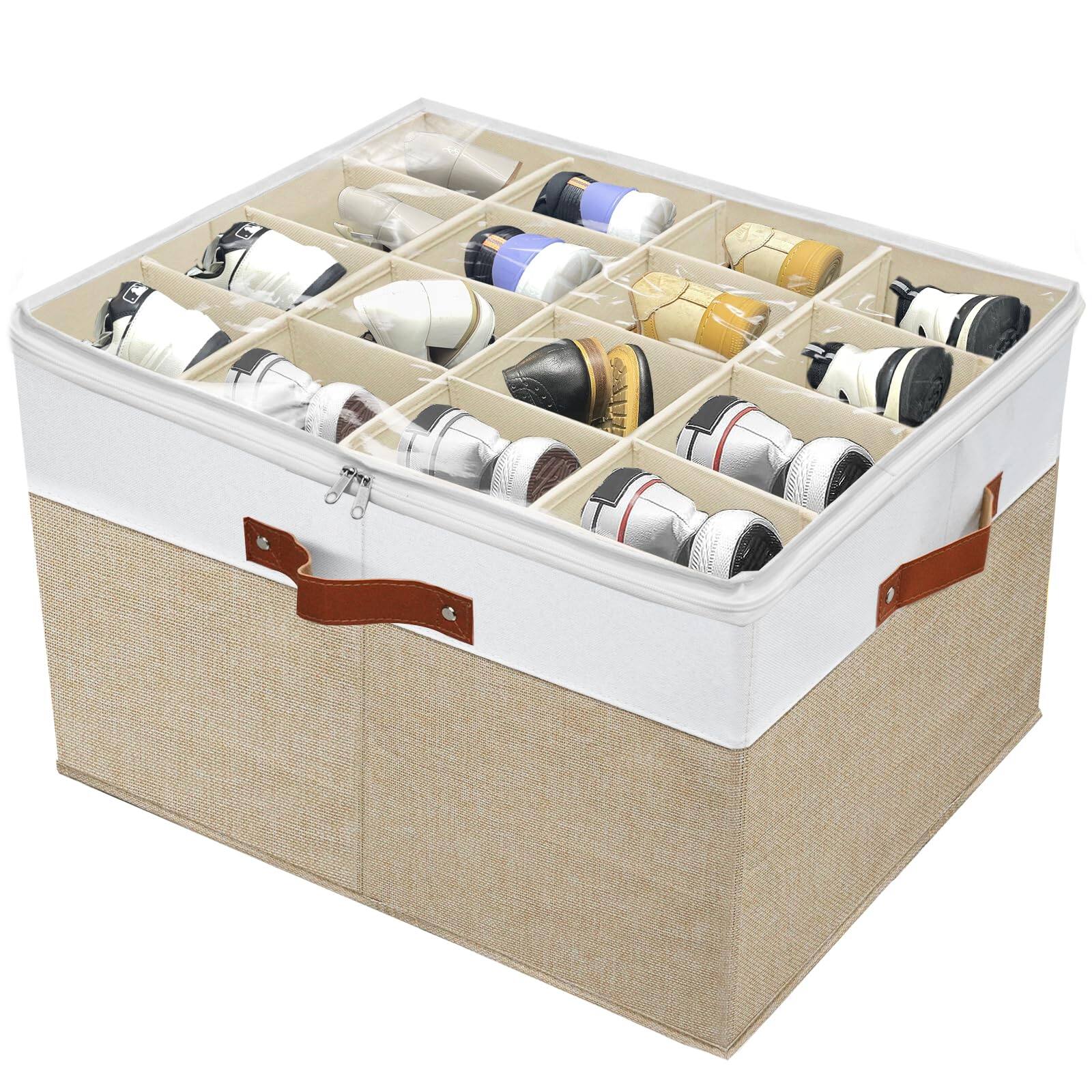 Front. ThinkLink Electronic - 2 Pack Shoe Storage Organizer For Closet Stackable Box Entryway Cube Cabinet Organizador De Zapato Folding - Brown.