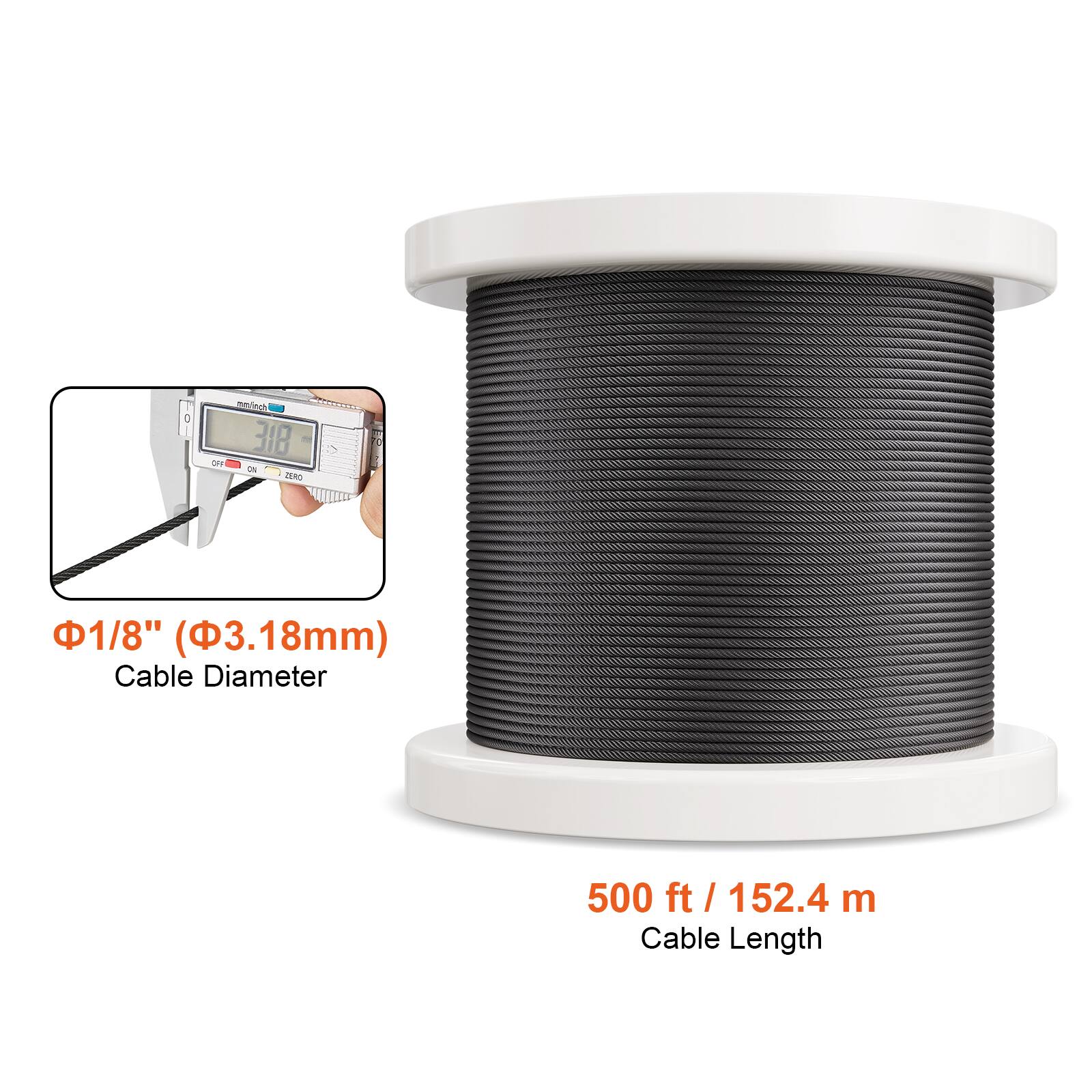 C matesh 318 De - ERO 7  
1/8" (3.18mm) Cable Diameter  
500 ft / 152.4 m Cable Length