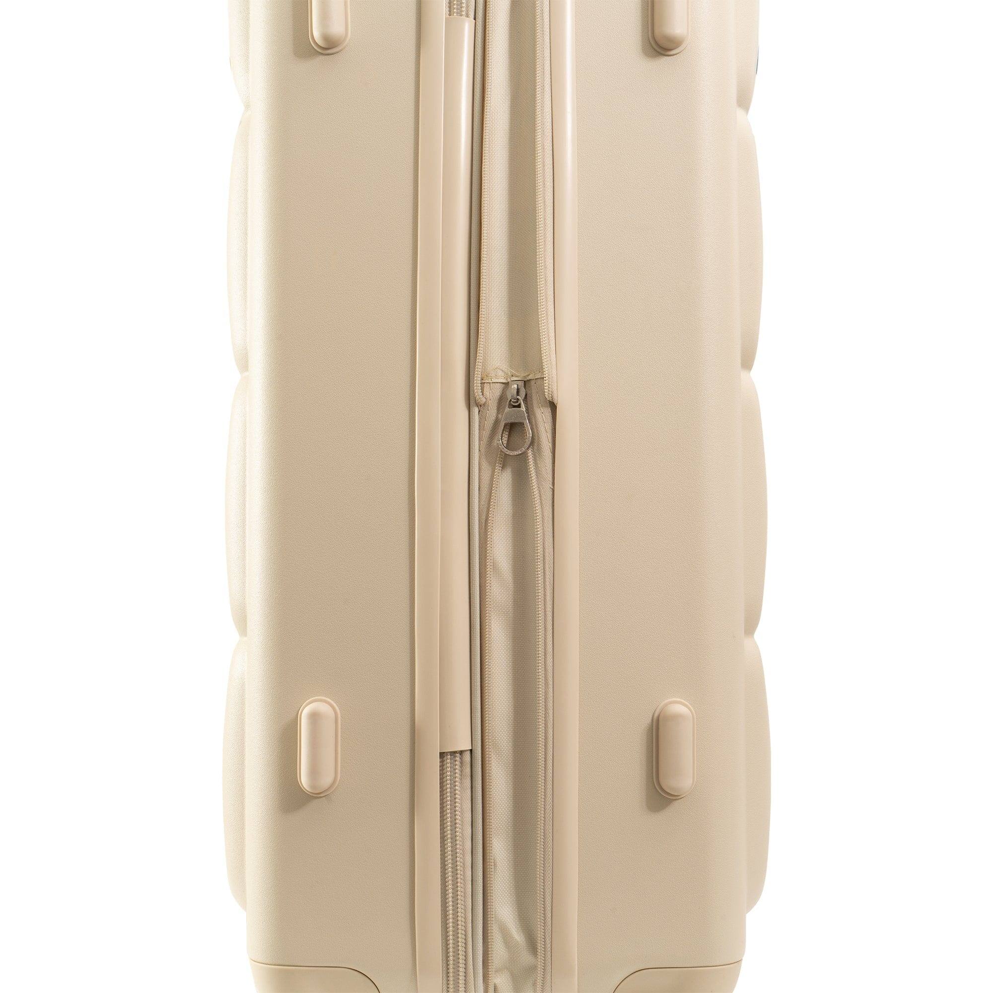 Max Studio Square Embossed ABS 2 Piece Hard Sided Luggage Set BONE