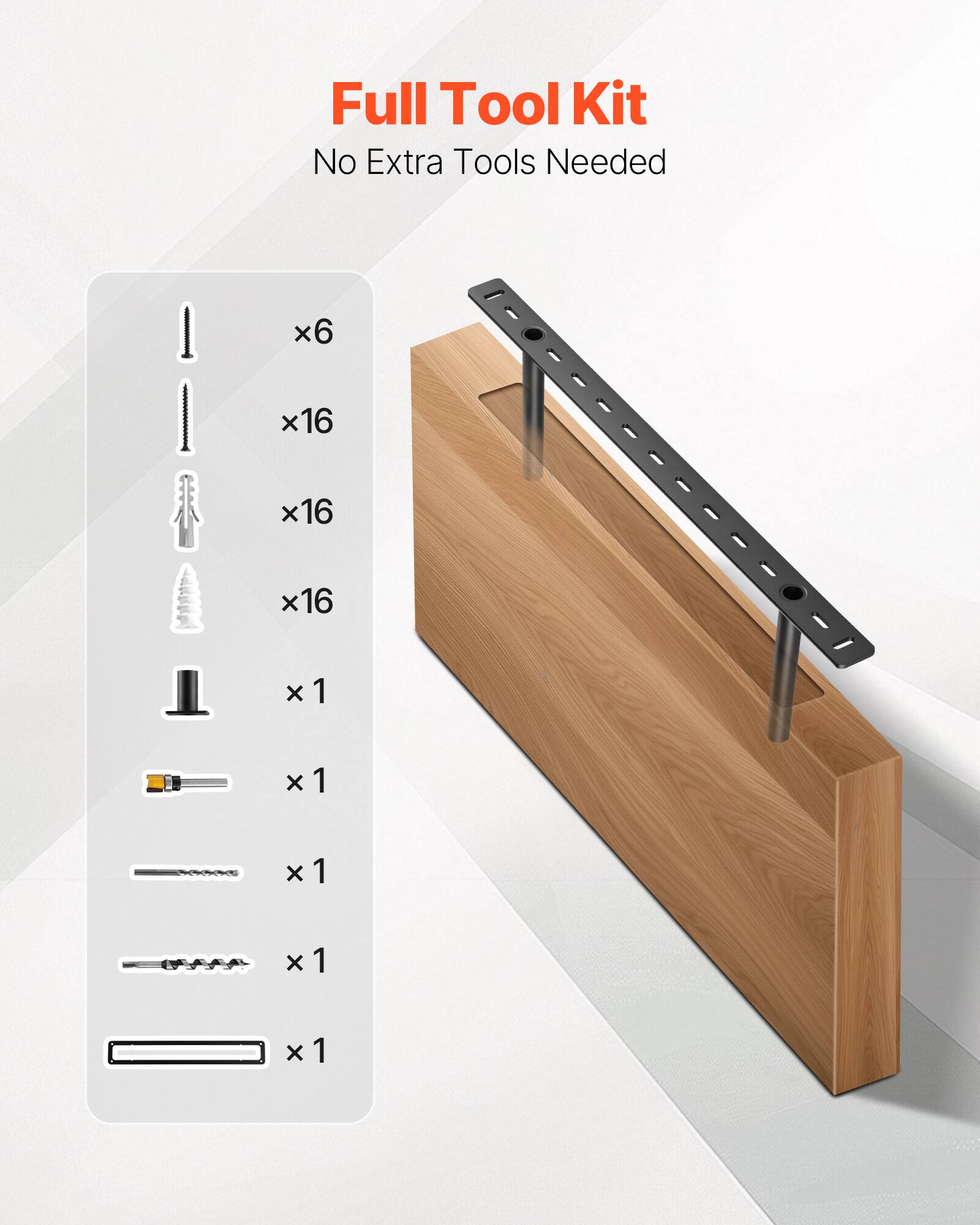 Full Tool Kit, No Extra Tools Needed, x6, x16, x16, x16, x1, x1, x1, x1, x1, x1