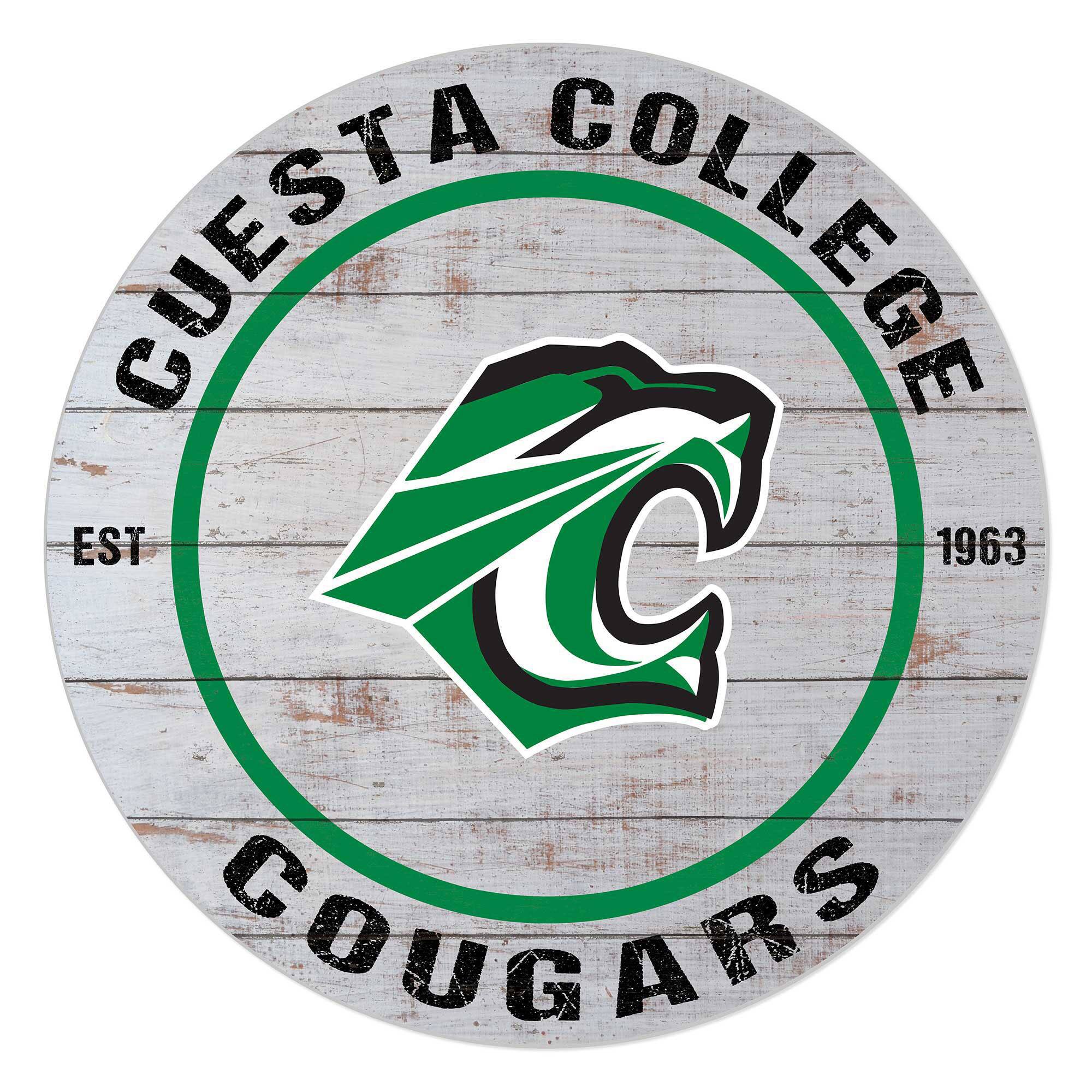 Cuesta College Cougars 20" Indoor/Outdoor Weathered Circle Sign