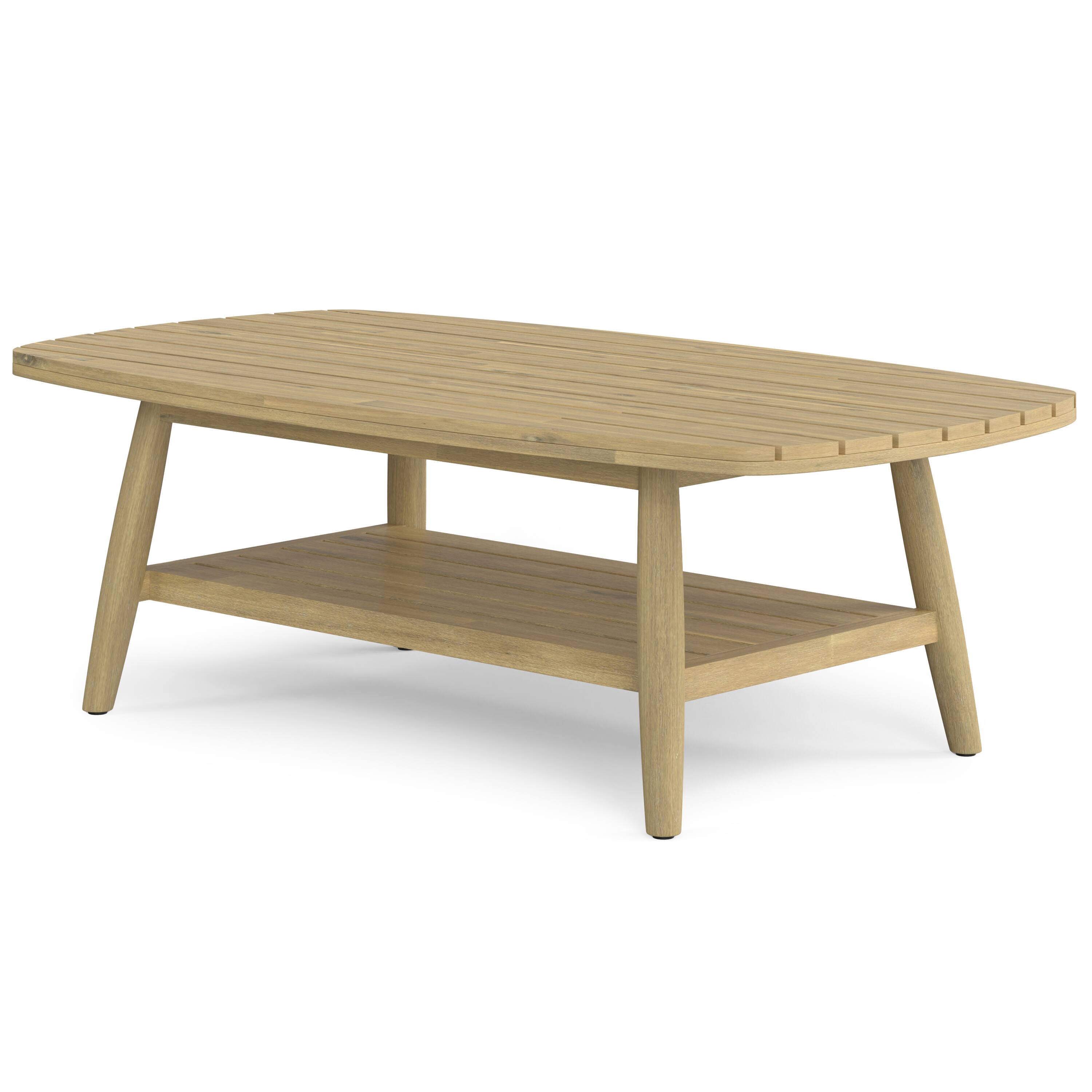 Angle. Simpli Home - Bayshore Outdoor Coffee Table - Light Teak.