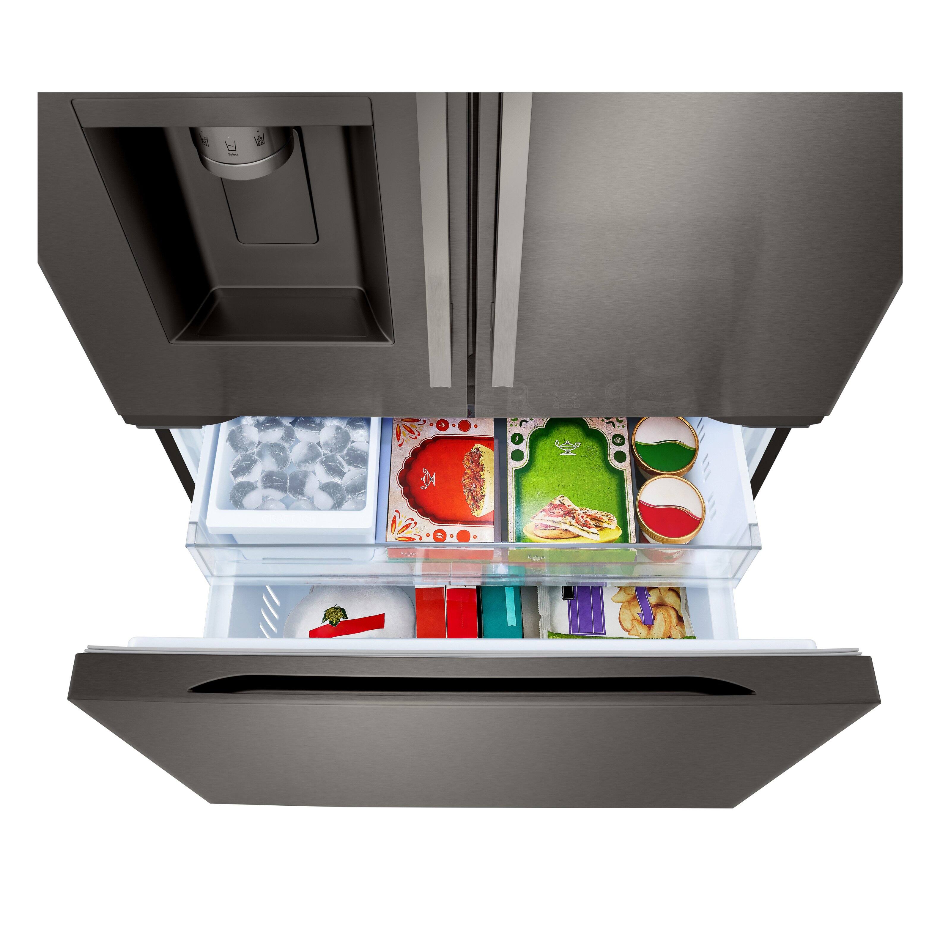 Alt View 26. LG - 36-in Counter-Depth MAX 23.7 Cu. Ft. French Door Smart Refrigerator with Zero Clearance and Dual Ice - PrintProof Black Stainless Steel.