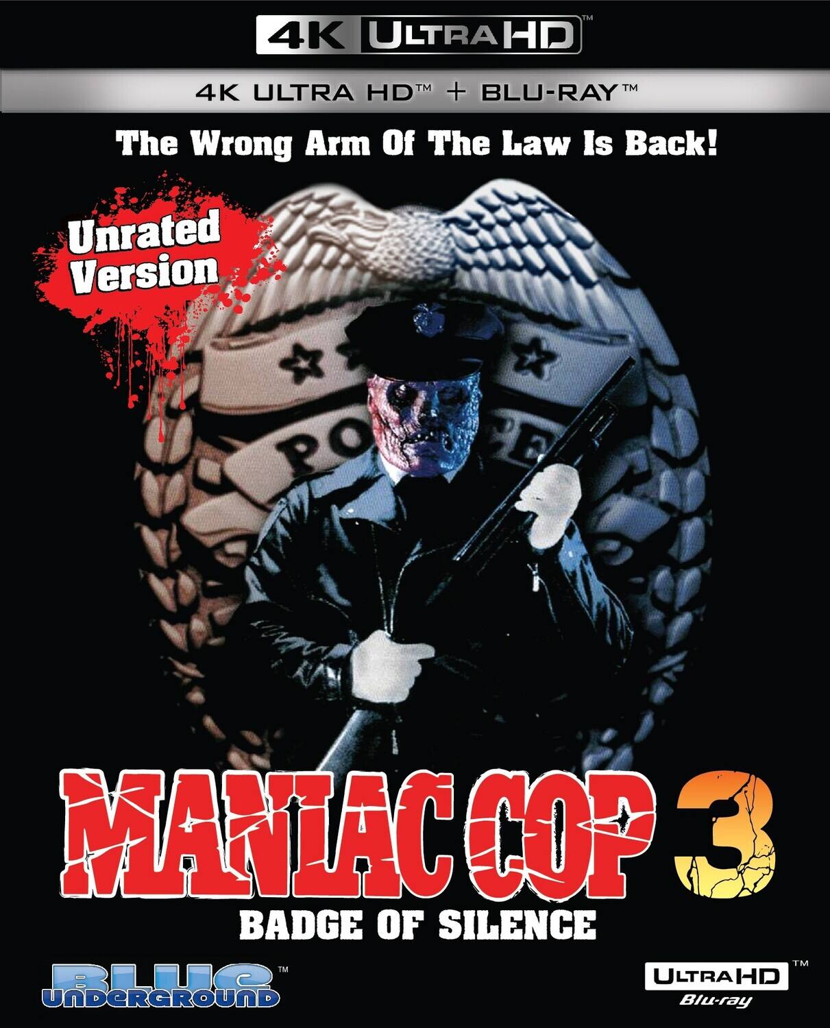 Front. Maniac Cop 3: Badge of Silence   - 4K Blu-Ray.