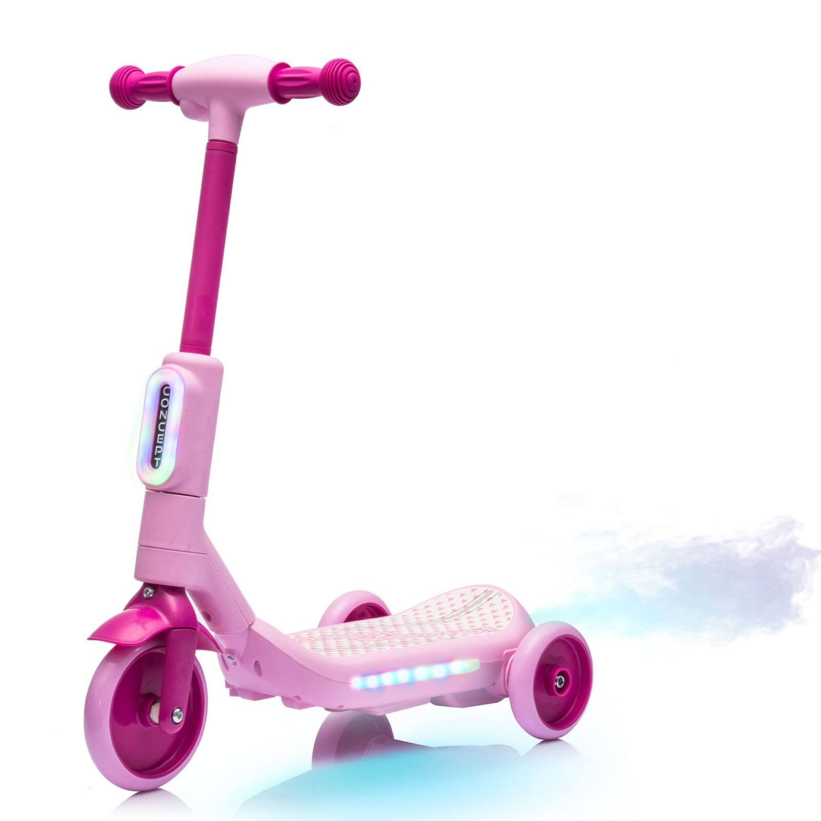 Front. Glintex - Three-Wheel Electric Scooter，LED Lights, Misting Taillight, One-Button Start and Wide Pedal for Stable Rides，Aged 3+ - Pink.