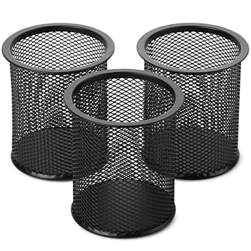 Vulpecula Spade - - 3pcs Metal Mesh Pencil Cup Holder, Black Organizer for Desk, Pen Cups