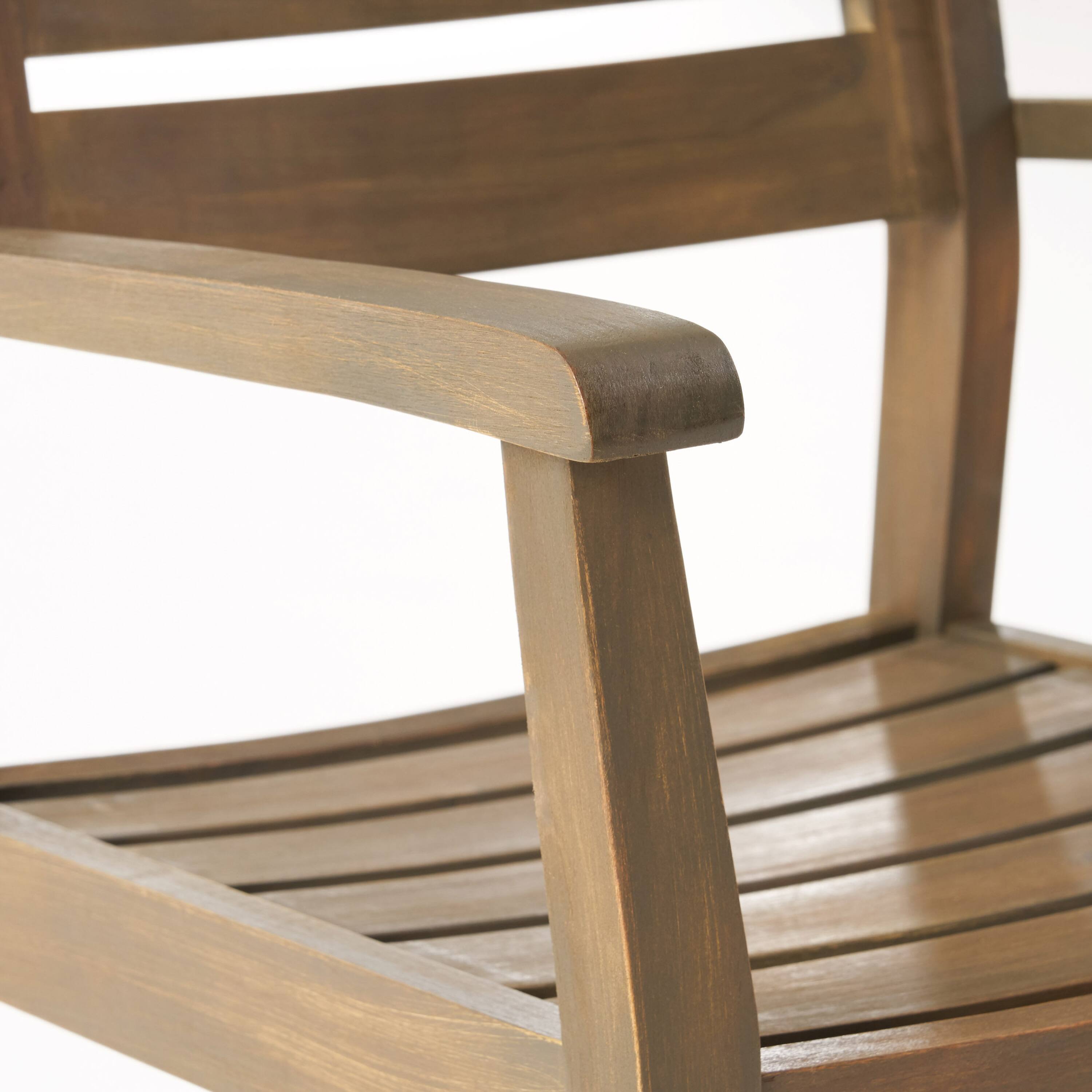 Alt View 8. Whisen - Acacia Wood Outdoor Dining Chairs Set of 2, Weather-Resistant Slatted Armchairs for Patio Backyard - Gray.
