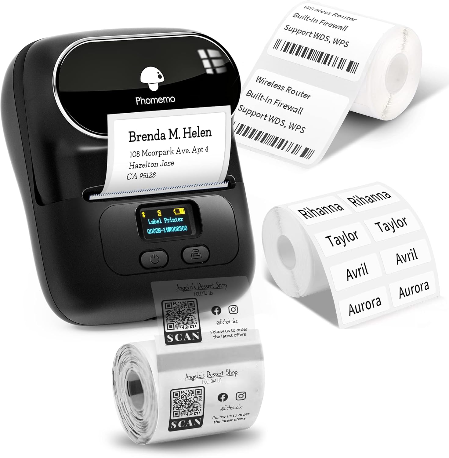 Phomemo - M110 Bluetooth Inkless Thermal Label Maker for Small Business, Retail & Office - iOS/Android Compatible - Black