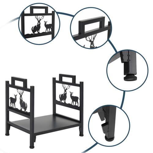 Alt View 2. Winado - 18in Firewood Log Rack - Steel Fireplace Storage Holder for Indoor/Outdoor Garden - Black.