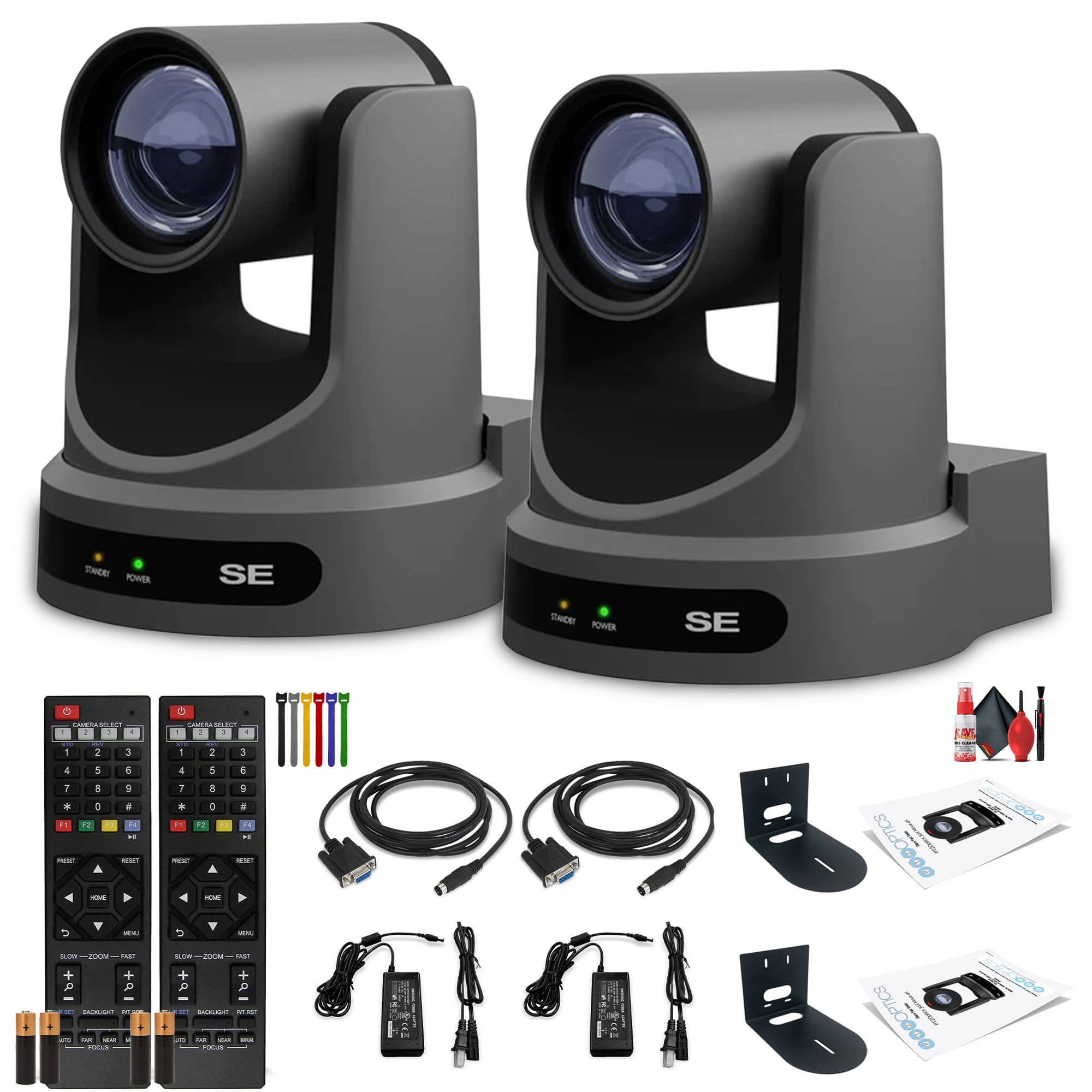 2 x PTZOptics Move SE PTZ Camera with 20x Optical Zoom (Gray) (PT20X-SE-GY-G3) + 2 x Wall Mount