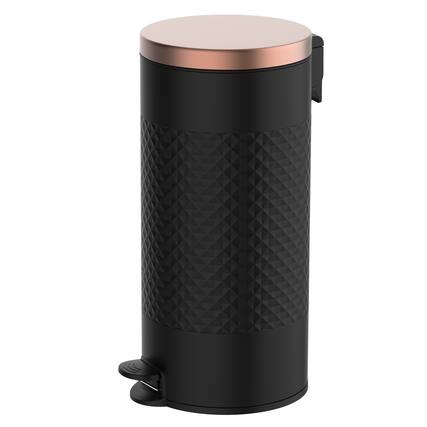 Front. Innovaze - 8 Gal./30 Liter Black Color Round Shape Step-on Trash Can with Diamond body design for Kitchen - Black.