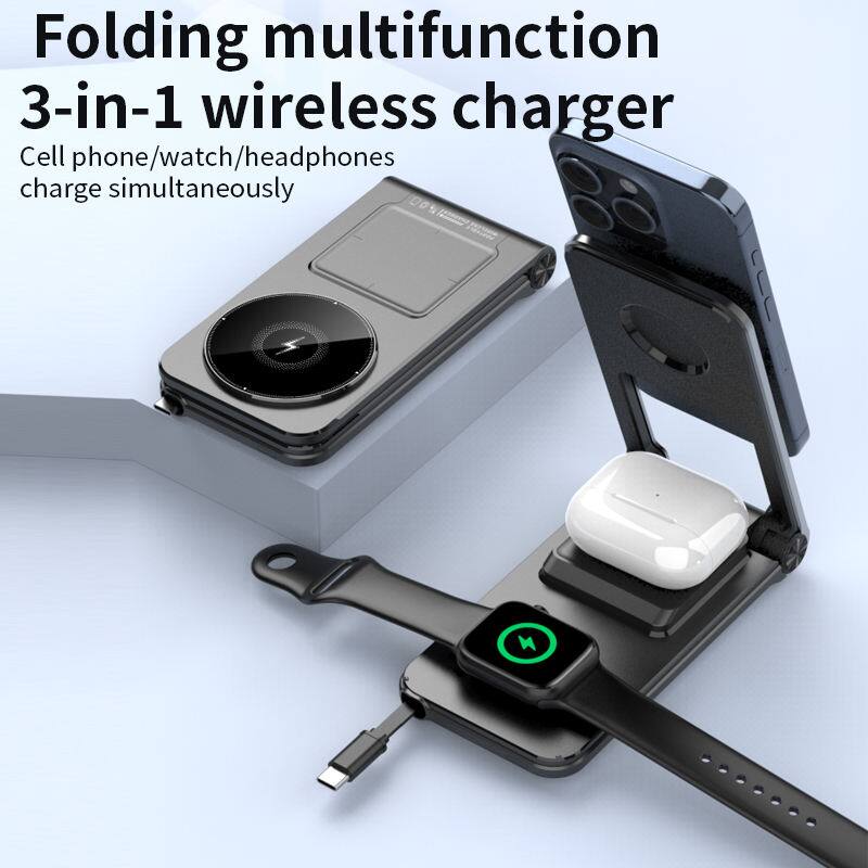 Folding multifunction  
3-in-1 wireless charger  
Cell phone/watch/headphones charge simultaneously