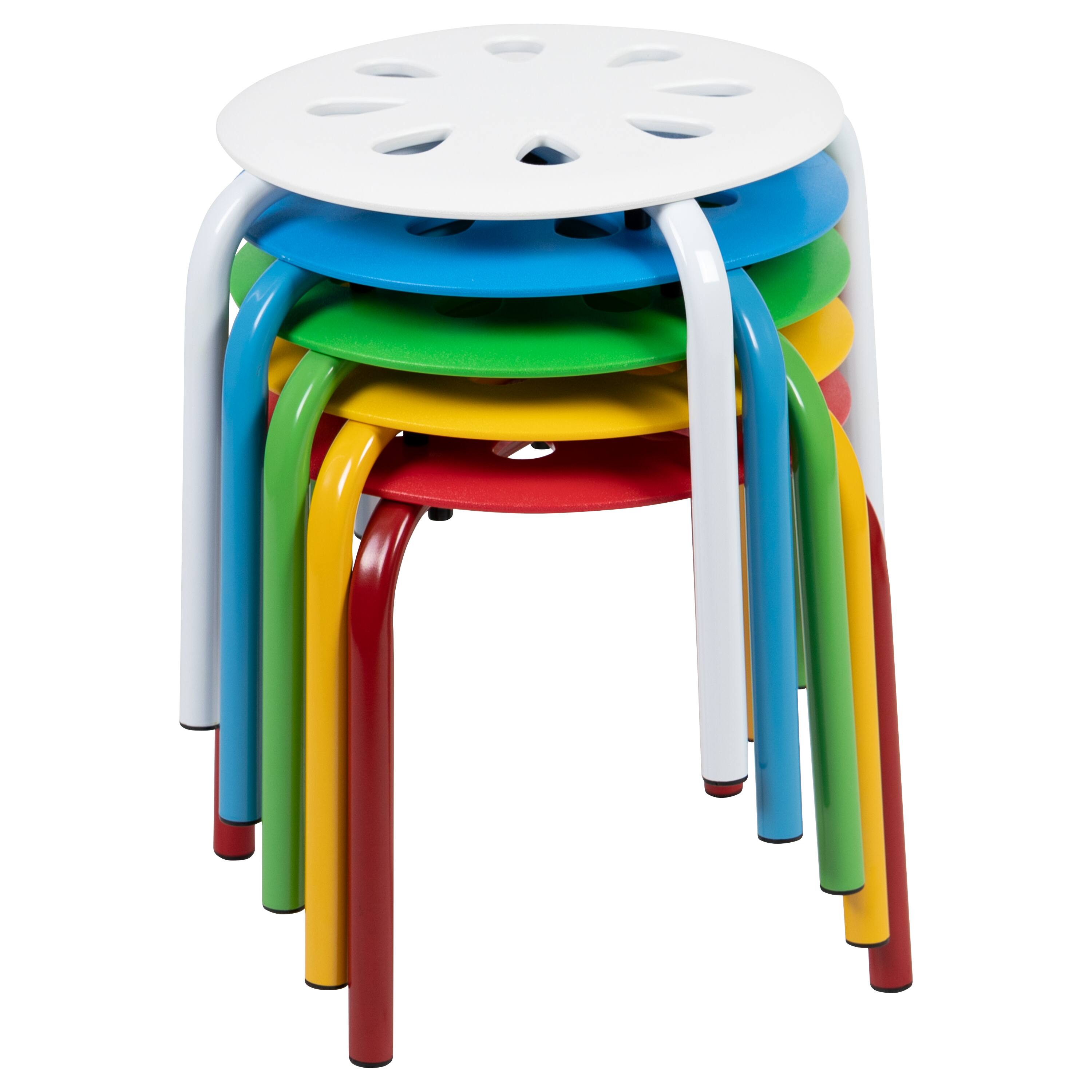 Front. Emma + Oliver - Plastic Nesting Stack Stools - Classroom/Home, 11.5"Height (5 Pack) - Assorted.